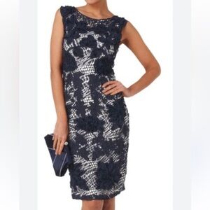 Phase Eight Chic Navy/Black Floral Lace Midi Dress